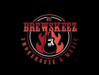 Brewskeez Smokehouse & Music logo design by samuraiXcreations