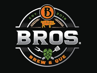 Bros. Brew & Que logo design by REDCROW