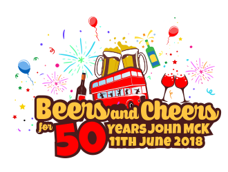 Beers and Cheersa for 50 Years John McK 10th June 2018 logo design by aldesign