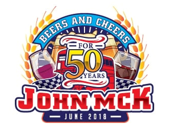 Beers and Cheersa for 50 Years John McK 10th June 2018 logo design by Godvibes