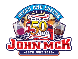 Beers and Cheersa for 50 Years John McK 10th June 2018 logo design by Godvibes
