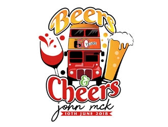 Beers and Cheersa for 50 Years John McK 10th June 2018 logo design by DreamLogoDesign