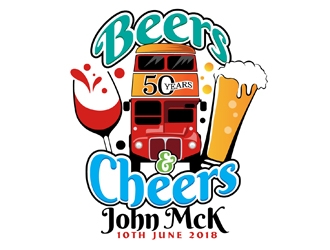 Beers and Cheersa for 50 Years John McK 10th June 2018 logo design by DreamLogoDesign
