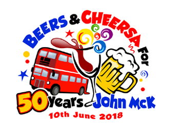 Beers and Cheersa for 50 Years John McK 10th June 2018 logo design by ingepro