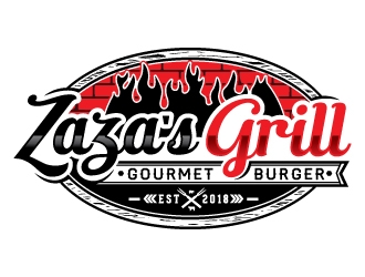 Zazas Grill logo design by Godvibes
