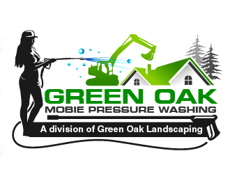 Green Oak Mobie Pressure Washing   A division of  Green Oak Landscaping logo design by THOR_