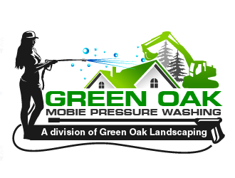 Green Oak Mobie Pressure Washing   A division of  Green Oak Landscaping logo design by THOR_