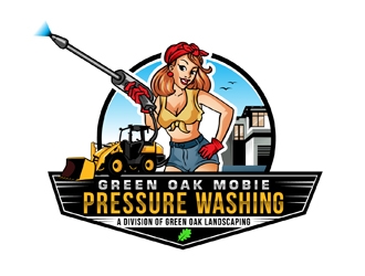 Green Oak Mobie Pressure Washing   A division of  Green Oak Landscaping logo design by DreamLogoDesign
