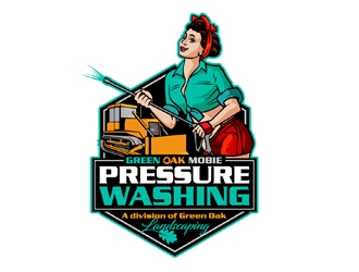 Green Oak Mobie Pressure Washing   A division of  Green Oak Landscaping logo design by DreamLogoDesign