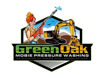 Green Oak Mobie Pressure Washing   A division of  Green Oak Landscaping logo design by DreamLogoDesign