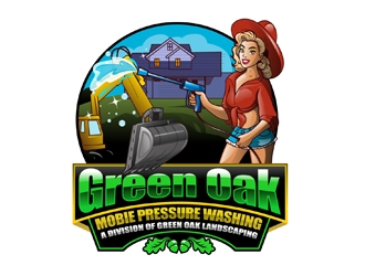 Green Oak Mobie Pressure Washing   A division of  Green Oak Landscaping logo design by DreamLogoDesign