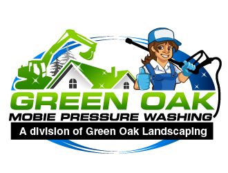 Green Oak Mobie Pressure Washing   A division of  Green Oak Landscaping logo design by THOR_