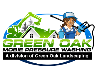 Green Oak Mobie Pressure Washing   A division of  Green Oak Landscaping logo design by THOR_