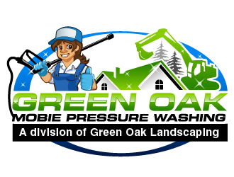 Green Oak Mobie Pressure Washing   A division of  Green Oak Landscaping logo design by THOR_