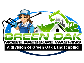 Green Oak Mobie Pressure Washing   A division of  Green Oak Landscaping logo design by THOR_