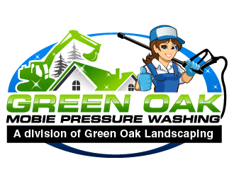 Green Oak Mobie Pressure Washing   A division of  Green Oak Landscaping logo design by THOR_
