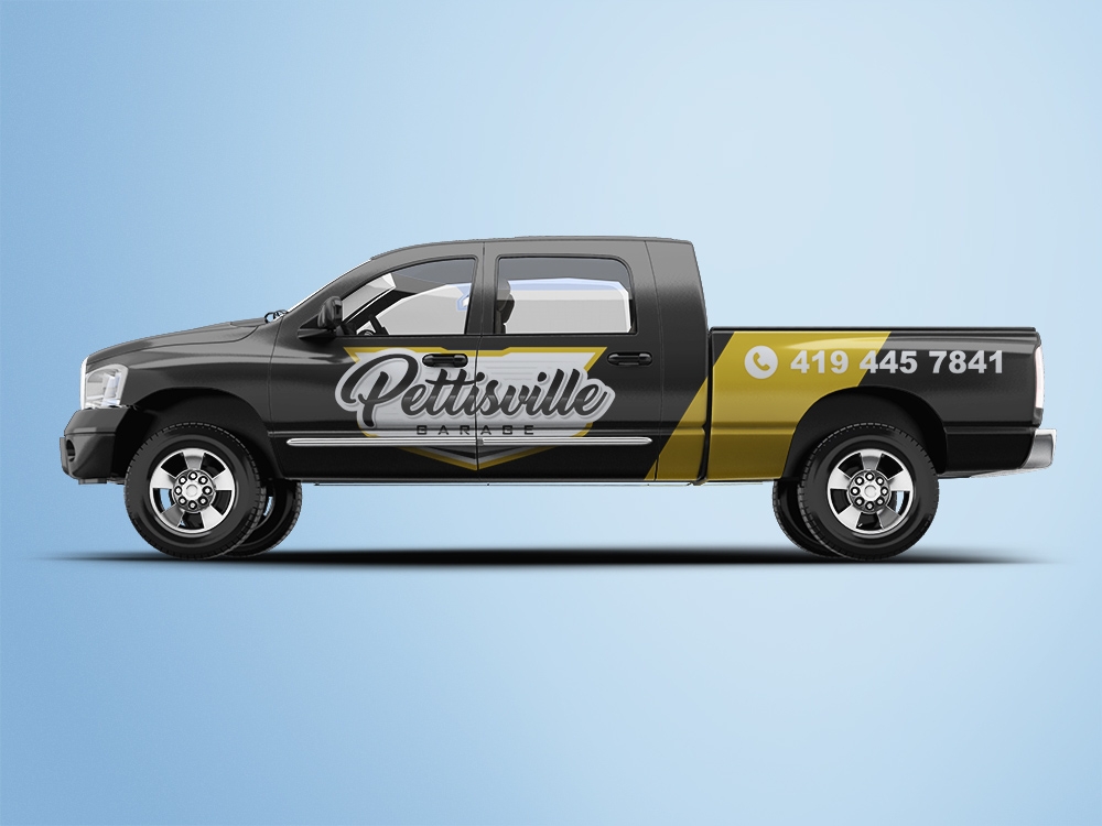 Pettisville garage logo design by Kindo