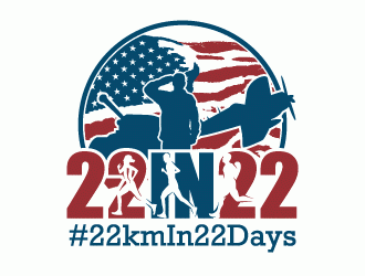 22 in 22 or 22km in 22 days or 22/22 logo design by torresace