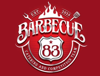 Barbecue 83 catering and competition team logo design by REDCROW