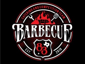 Barbecue 83 catering and competition team logo design by REDCROW