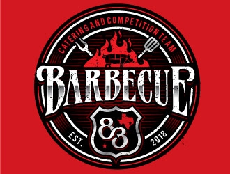 Barbecue 83 catering and competition team logo design by REDCROW