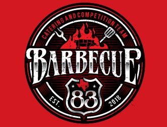Barbecue 83 catering and competition team logo design by REDCROW
