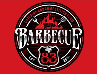 Barbecue 83 catering and competition team logo design by REDCROW