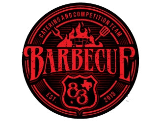 Barbecue 83 catering and competition team logo design by REDCROW
