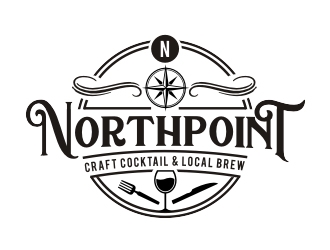 Northpoint (tag line, Craft Cocktail and Local Brews) logo design by Foxcody