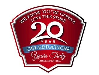 WE KNOW YOURE GONNA LOVE THIS STORE      -    20 year celebration          -    Yours Truly Consignment,Inc. logo design by mcocjen