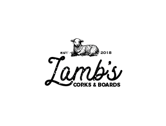 Lambs Corks & Boards logo design by Rachel