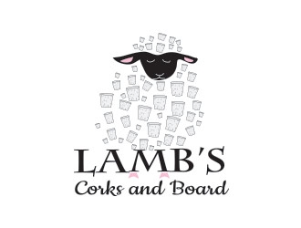 Lambs Corks & Boards logo design by not2shabby