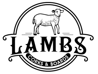 Lambs Corks & Boards logo design by logoguy