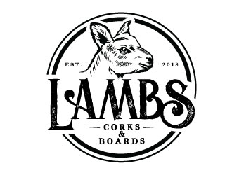 Lambs Corks & Boards logo design by REDCROW