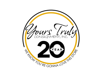 WE KNOW YOURE GONNA LOVE THIS STORE      -    20 year celebration          -    Yours Truly Consignment,Inc. logo design by done