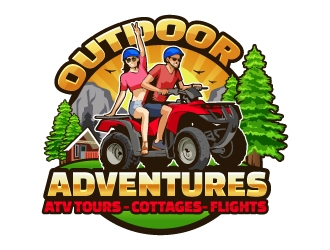 Outdoor Adventures  tagline = ( ATV Tours - Cottages- Flights ) logo design by Aelius