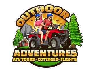 Outdoor Adventures  tagline = ( ATV Tours - Cottages- Flights ) logo design by Aelius