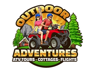 Outdoor Adventures  tagline = ( ATV Tours - Cottages- Flights ) logo design by Aelius