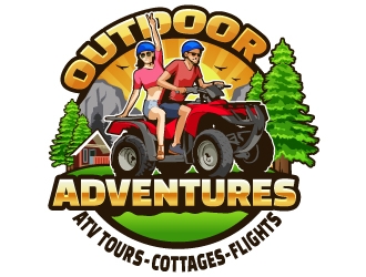 Outdoor Adventures  tagline = ( ATV Tours - Cottages- Flights ) logo design by Aelius