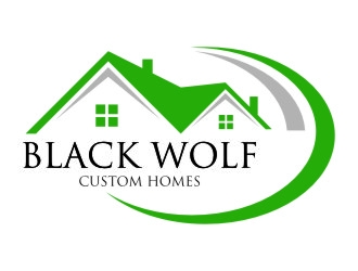 Black Wolf Custom Homes logo design by jetzu