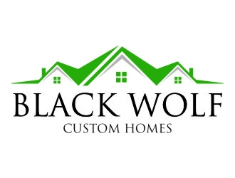 Black Wolf Custom Homes logo design by jetzu