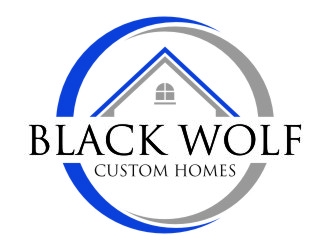 Black Wolf Custom Homes logo design by jetzu