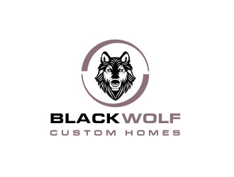 Black Wolf Custom Homes logo design by invento