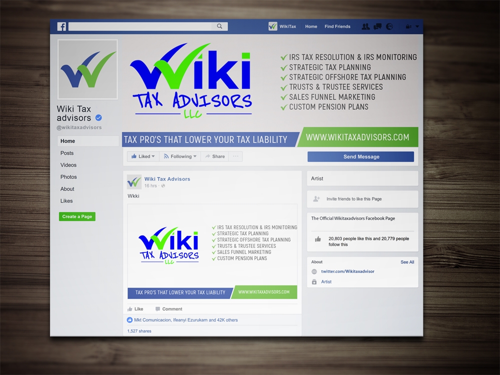 Wiki Tax Advisors LLC logo design by aamir