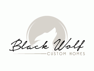 Black Wolf Custom Homes logo design by lestatic22