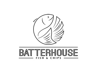 BatterHouse fish & chips logo design by Coolwanz