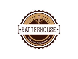 BatterHouse fish & chips logo design by mykrograma
