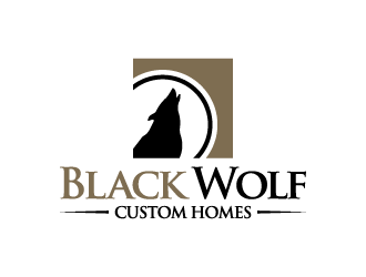 Black Wolf Custom Homes logo design by denfransko
