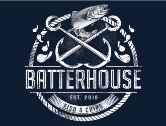BatterHouse fish & chips logo design by REDCROW