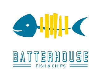 BatterHouse fish & chips logo design by savvyartstudio